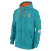 Nike Cotton Full-Zip Fleece Hoodie - NFL Miami Dolphins Turbo Green/Brilliant Orange