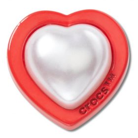Crocs Gyöngy szív piros kerettel Jibbitz
