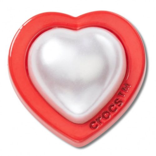 Crocs Gyöngy szív piros kerettel Jibbitz