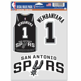   WinCraft - NBA Multi Use 3 Fan Pack Decal Victor Wembanyama San Antonio Spurs MC