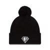 NEW ERA NBA '21 BROOKLYN NETS TIP OFF POM KNIT BEANIE BLACK/BLACK/WHITE