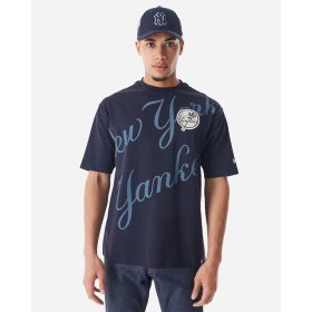   New Era MLB New York Yankees Script Graphic Oversized Tee Navy