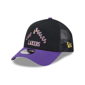   New Era Los Angeles Lakers NBA City Edition Yellow 9Forty A-Frame Trucker Adjustable Cap Black