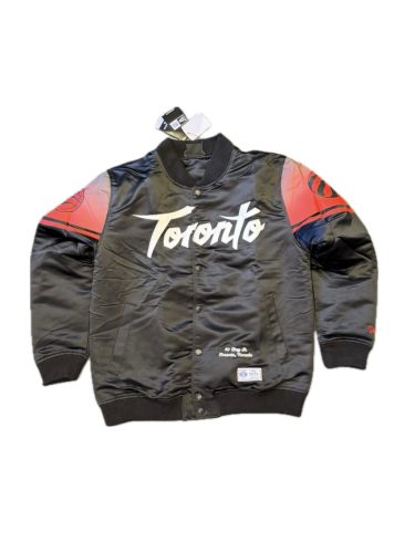 New Era Toronto Raptors 2025/26 City Edition Full Snap Satin Jacket Black L