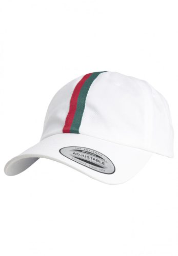 FLEXFIT STRIPE DAD HAT WHITE/FIRE RED/GREEN