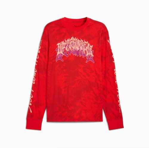 Puma LaMelo Supernova Long Sleeve Printed Tee Red-AOP