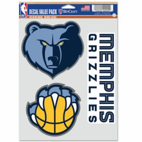   WinCraft - NBA Multi Use 3 Fan Pack Decal Memphis Grizzlies MC