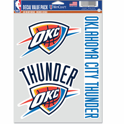 WinCraft - NBA Multi Use 3 Fan Pack Decal Oklahoma City Thun MC ONE