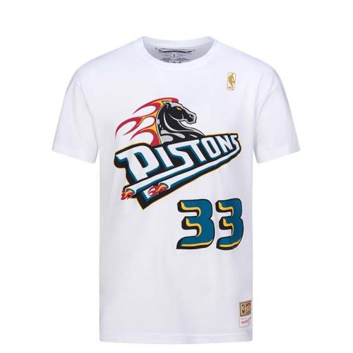 MITCHELL & NESS DETROIT PISTONS GRANT HILL NAME & NUMBER TEE WHITE