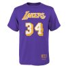 MITCHELL & NESS LOS ANGELES LAKERS SHAQUILLE O'NEAL NAME & NUMBER TEE PURPLE