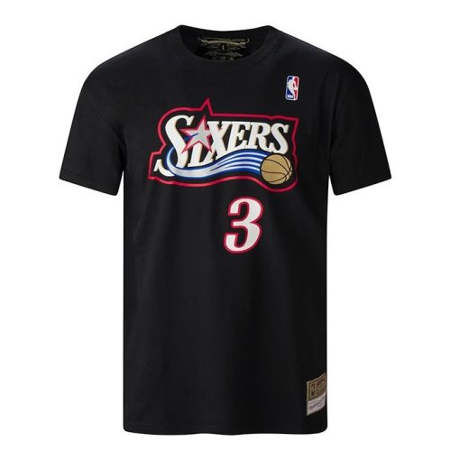 MITCHELL & NESS PHILADELPHIA 76ERS ALLEN IVERSON NAME & NUMBER TEE BLACK