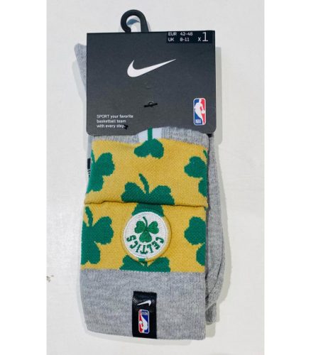 NIKE BOSTON CELTICS COURTSIDE CREW SOCKS DK GREY HEATHER/CLUB GOLD/WHITE