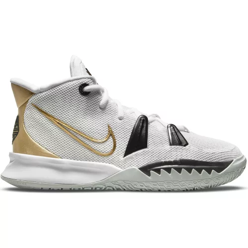 NIKE KYRIE 7 (GS) WHITE/METALLIC GOLD-BLACK-GREY FOG