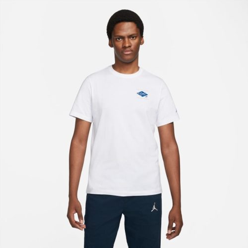 JORDAN FLIGHT ESSENTIALS JDN AIR GFX TEE WHITE/DK MARINA BLUE/DK MARINA BLUE