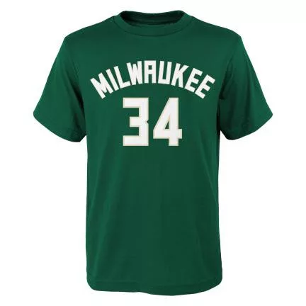 Nike NBA Milwaukee Bucks Antetokounmpo Giannis Name And Number SS Tee Green S