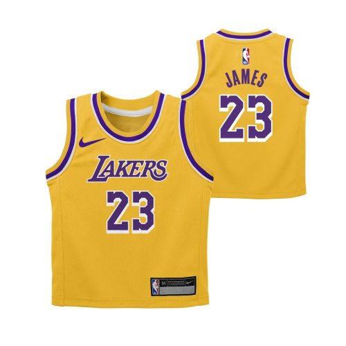 NIKE NBA LOS ANGELES LAKERS LEBRON JAMES 0-7 ICON REPLICA JERSEY AMARILLO
