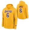 NIKE X NBA LEBRON JAMES LOS ANGELES LAKERS BOYS PO FLEECE ESSENTIAL HOODIE AMARILLO