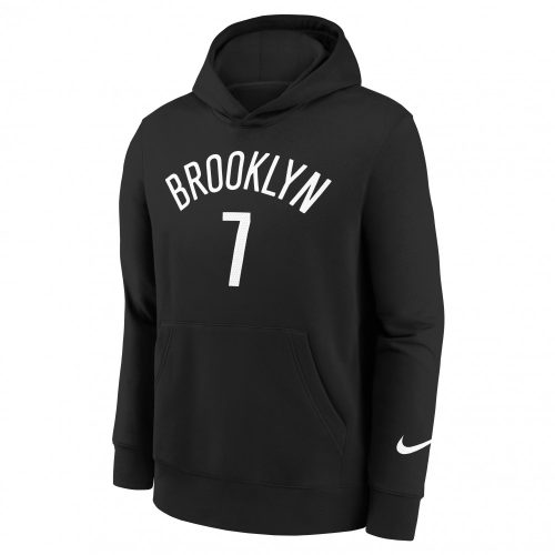 NIKE X NBA KEVIN DURANT BROOKLYN NETS BOYS PO FLEECE ESSENTIAL HOODIE BLACK