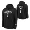 NIKE X NBA KEVIN DURANT BROOKLYN NETS BOYS PO FLEECE ESSENTIAL HOODIE BLACK