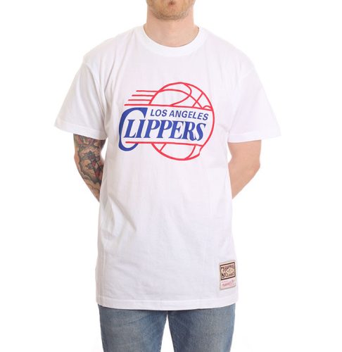 MITCHELL & NESS LOS ANGELES CLIPPERS NBA WORN LOGO/WORDMARK TEE WHITE