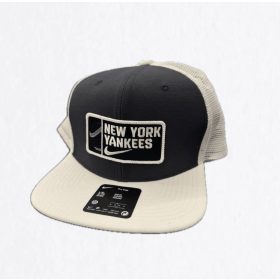   Nike MLB New York Yankees Primetime Dri-Fit Pro Structured Square Bill Trucker Cap Pitch Blue 4FA/White 10A/White 10A