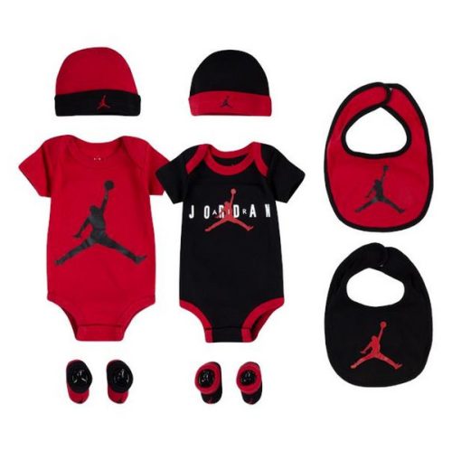 JORDAN BABY STARTER BODYSUIT 8-PIECE SET GYM RED/BLACK