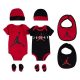 JORDAN BABY STARTER BODYSUIT 8-PIECE SET GYM RED/BLACK