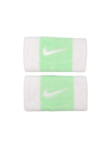 Nike Swoosh Doublewide Wristbands 2 Pk White/Vapor Green/White